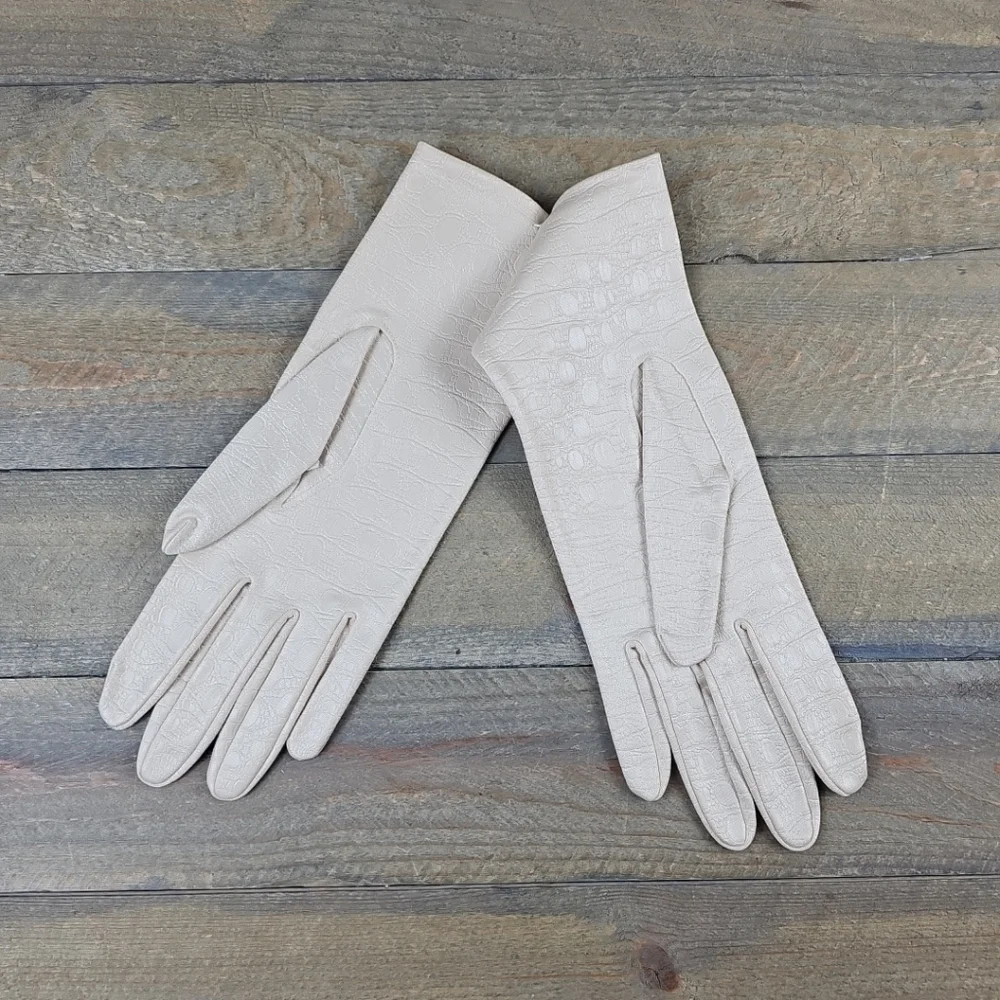 Vintage Hansen Women's Stretch Faux Reptile Gloves NEW